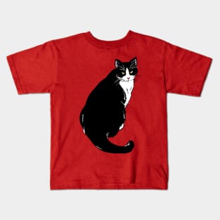 Cute Tuxedo Cat Illustration Kids T-Shirt